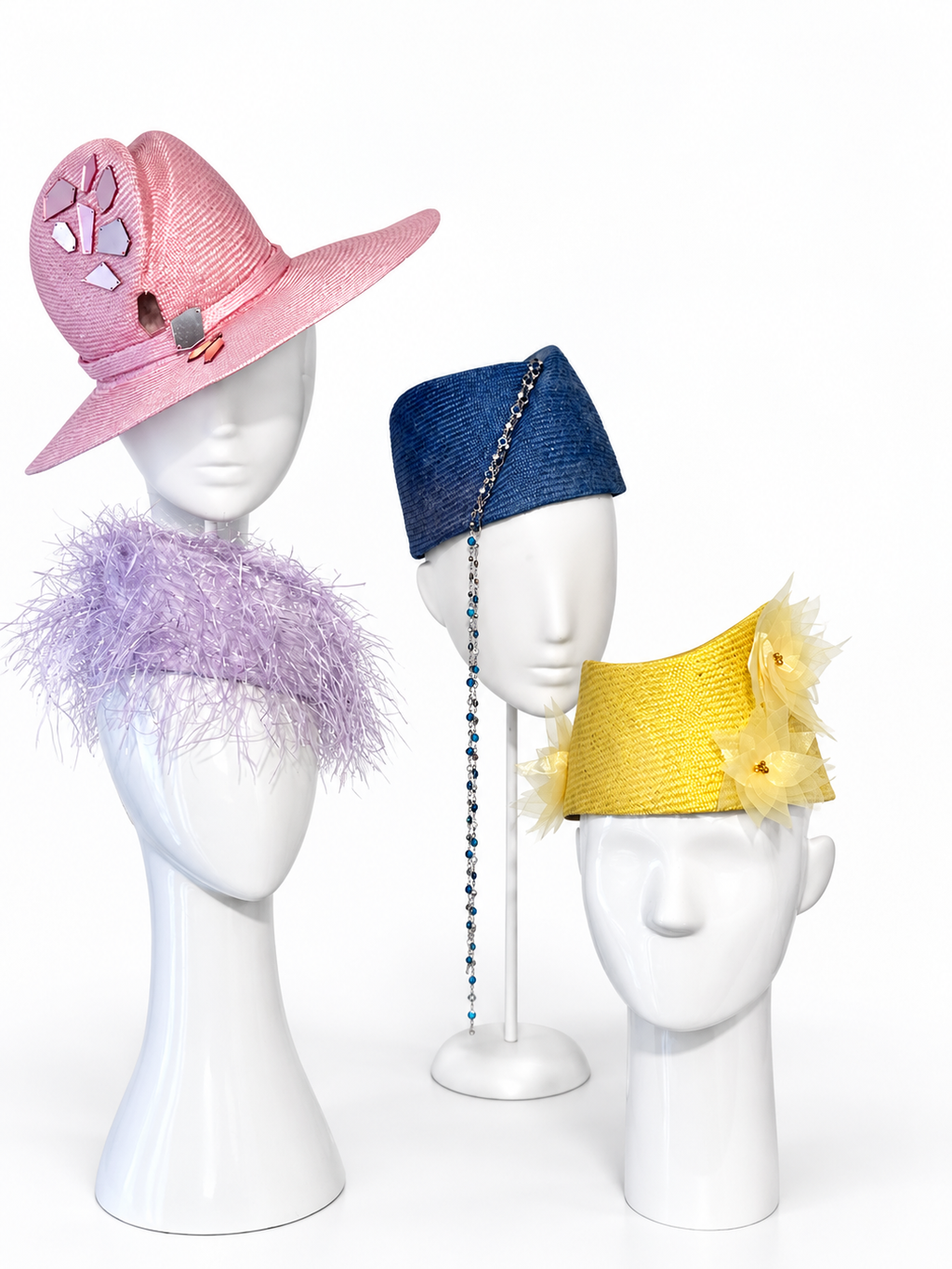 Verso Villasimius yellow organza floral pillbox hat by Rachel Sañado, view 5