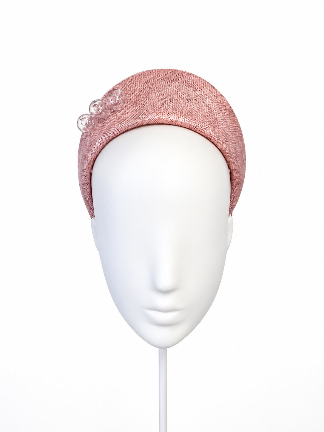 Rialto blush crown with Murano glass beads, front mannequin view