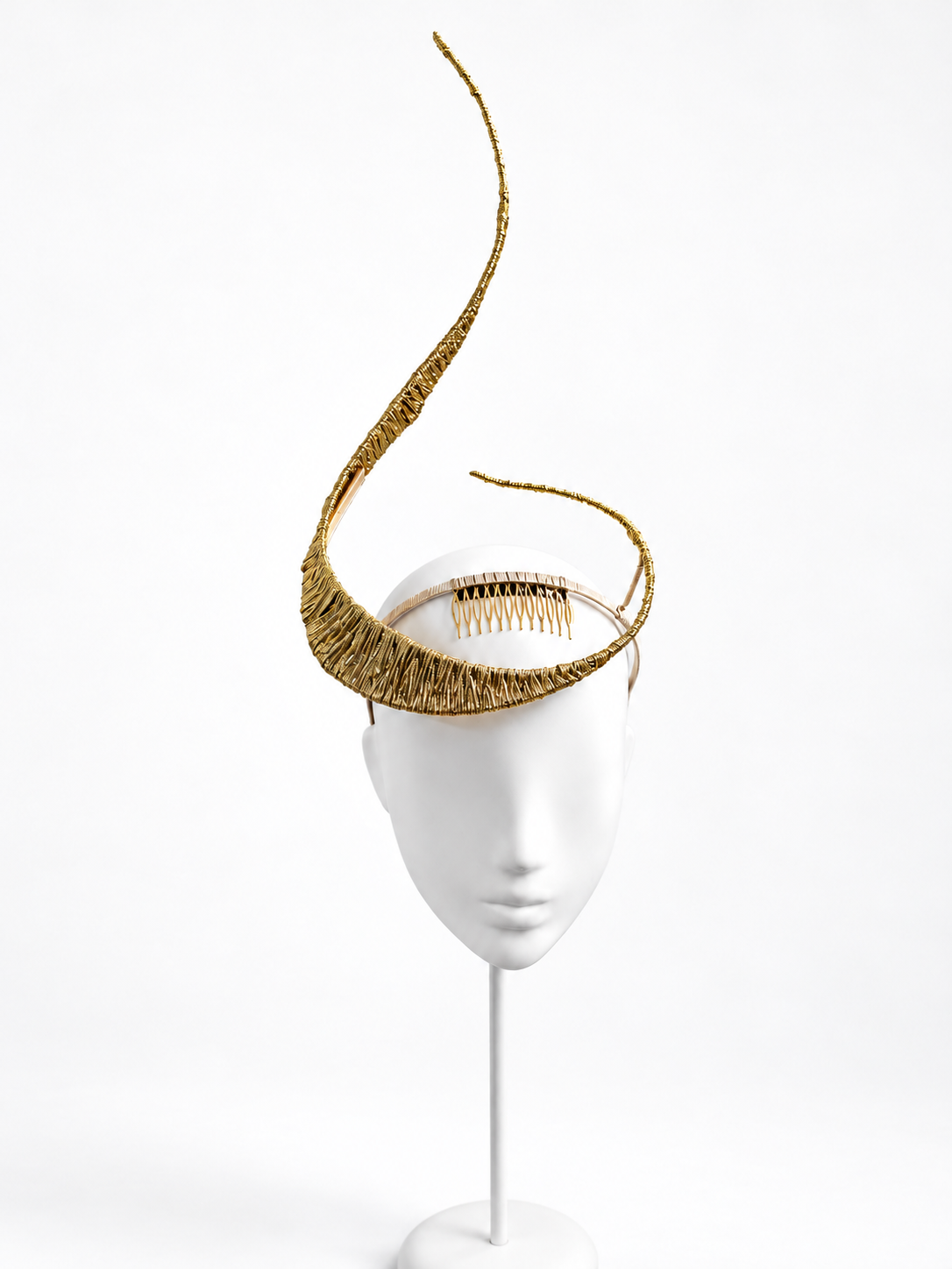 Polaris — Metallic Gold Sculptural Mast Fascinator