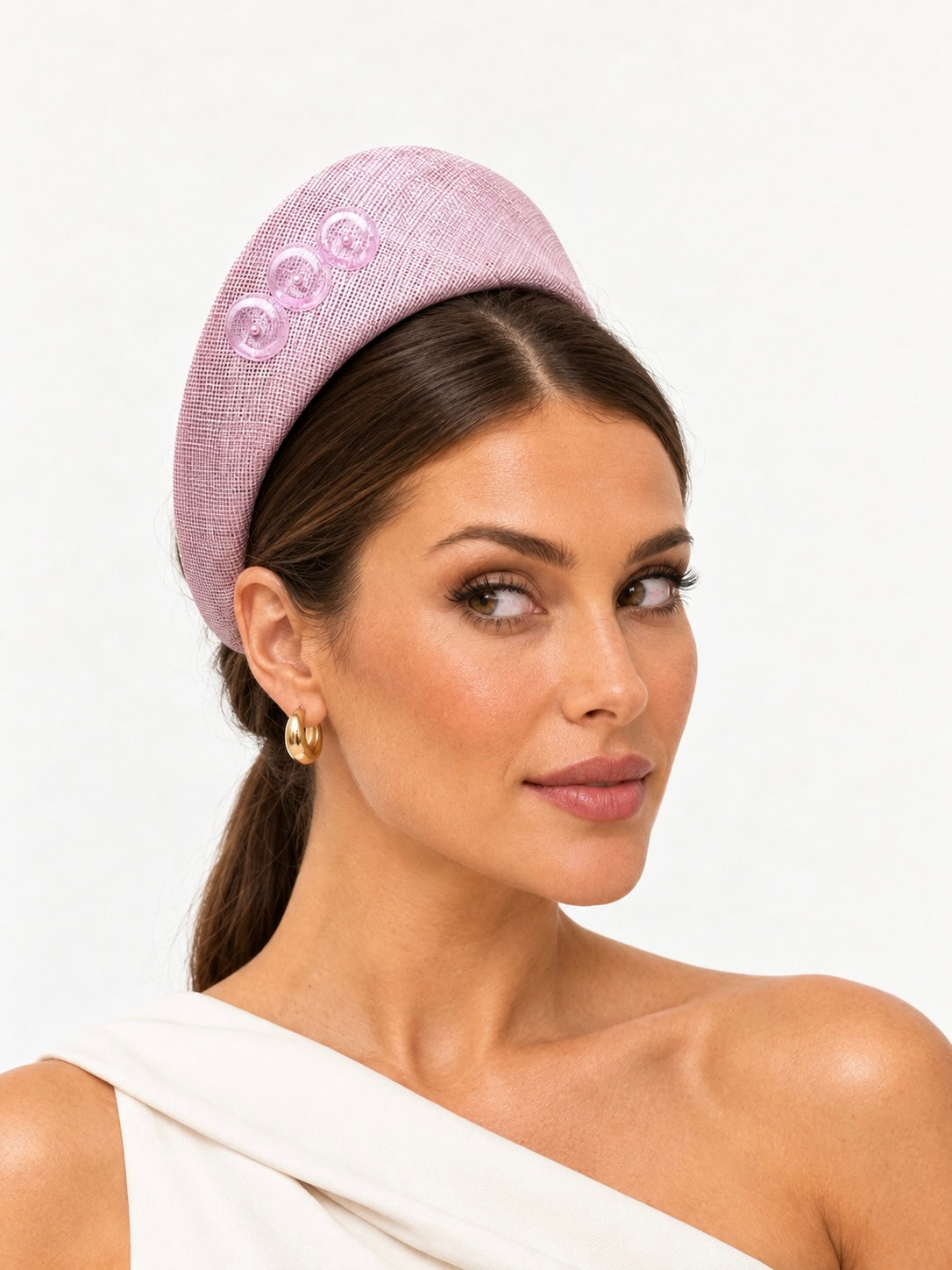 Rialto blush crown with Murano glass beads by Rachel Sañado, view 3