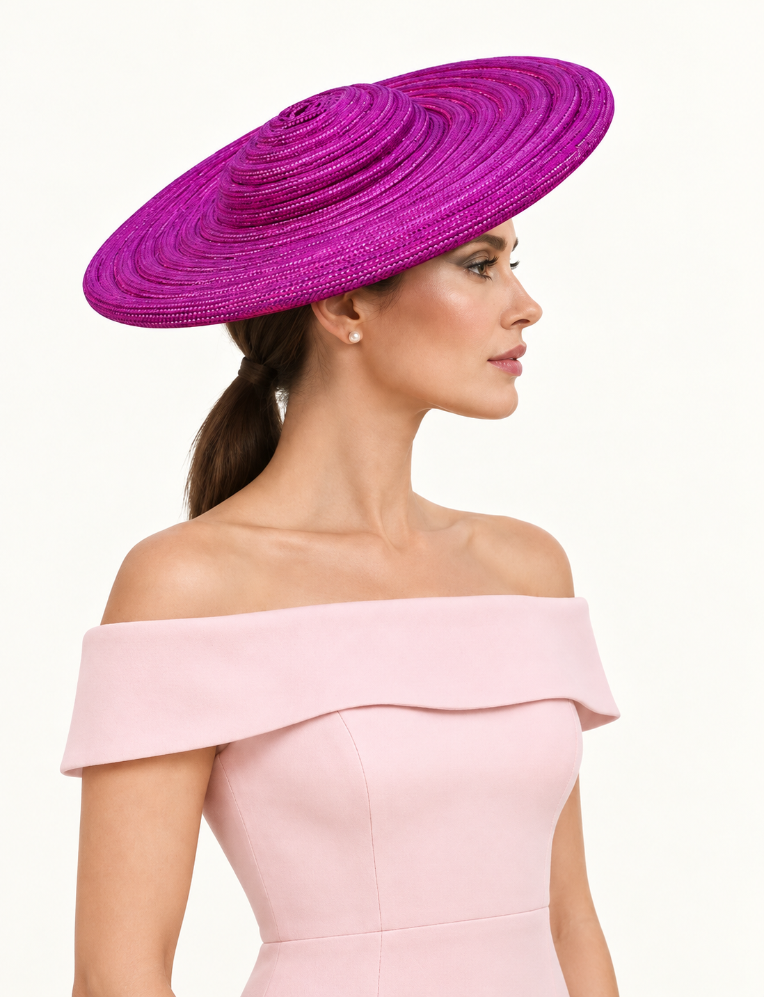 Cerchi di Luce Amalfi magenta saucer fascinator by Rachel Sañado, view 3