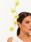 Ricordo di Positano lemon organza floral headband by Rachel Sañado, view 1