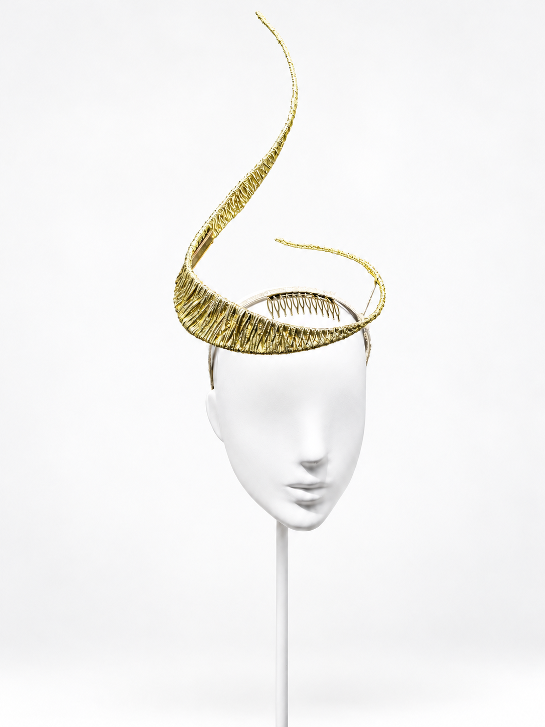 Polaris — Metallic Gold Sculptural Mast Fascinator