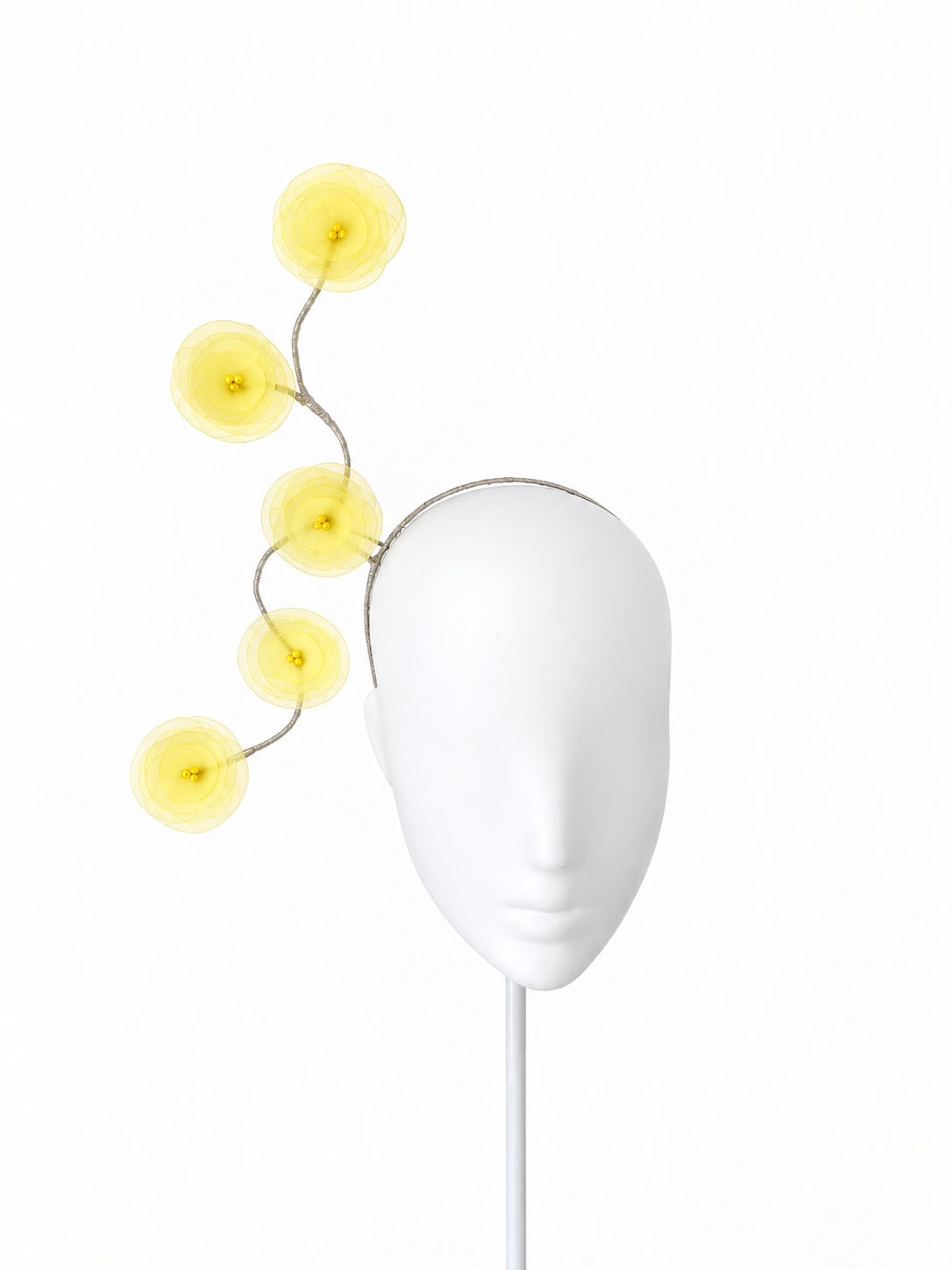 Ricordo di Positano lemon organza floral headband by Rachel Sañado, view 3