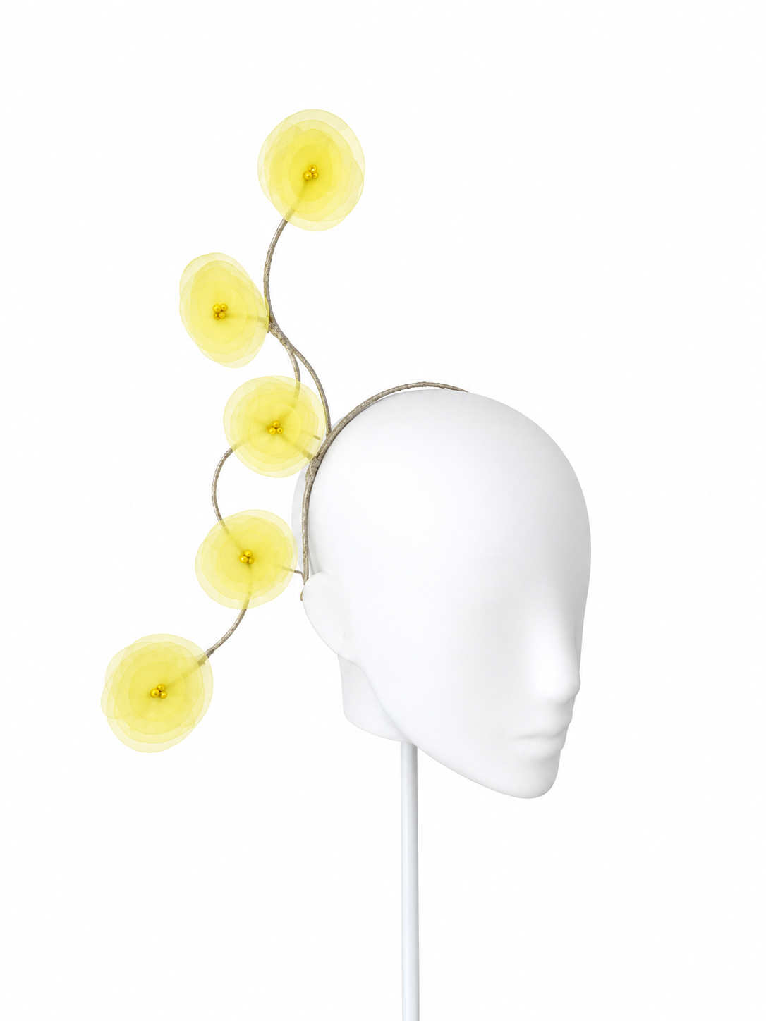 Ricordo di Positano lemon organza floral headband by Rachel Sañado, view 2