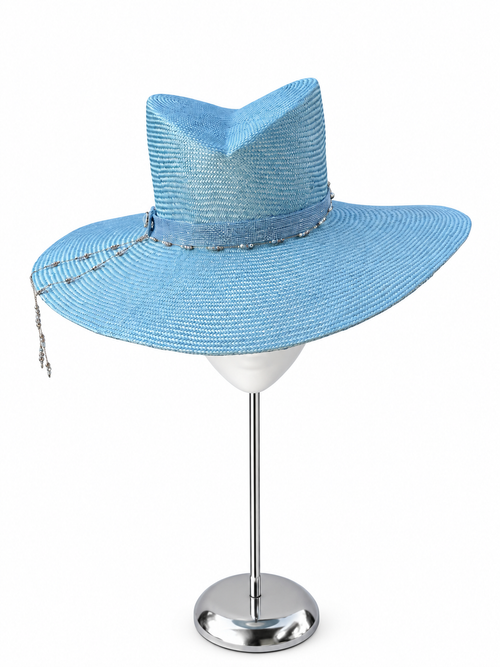 Azzurro di Navagio — Beaded Wide-Brim Hat