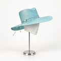 Azzurro di Navagio pale-aqua beaded wide-brim hat, angled view