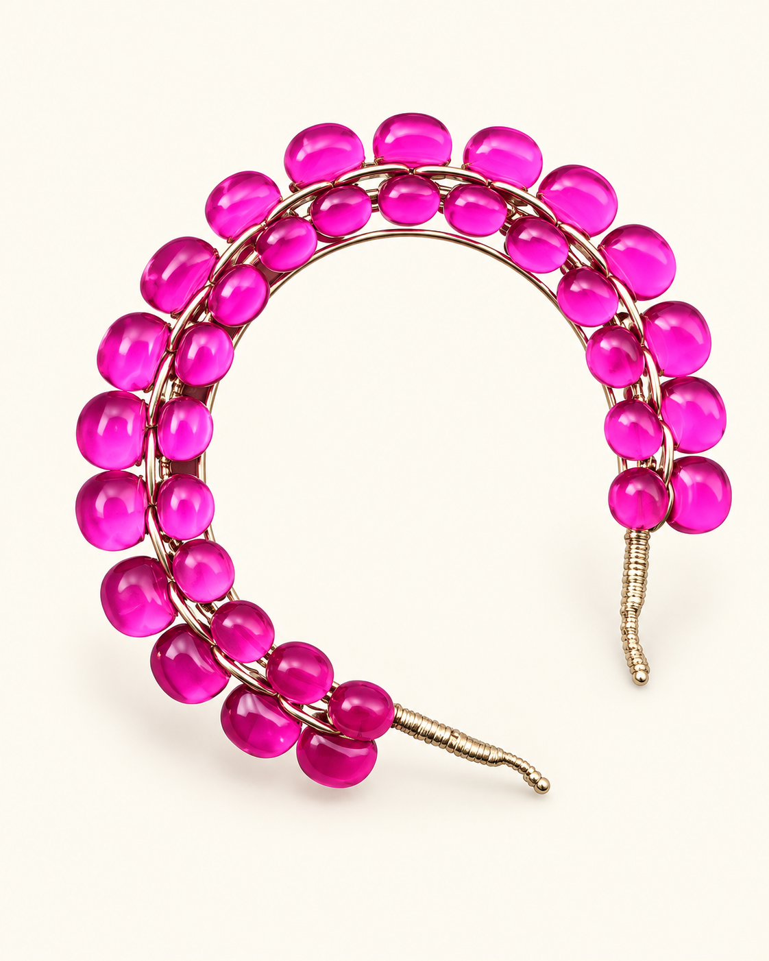 Galets de Verre cabochon headband in Fuchsia