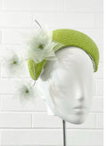 Verde in Fiore lime-green sculptural floral crescent headpiece