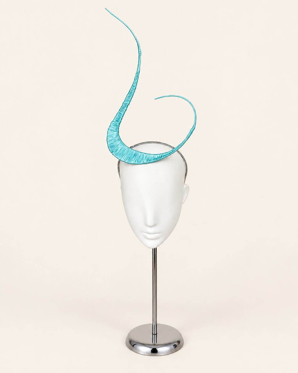 Polaris sculptural mast headpiece in aqua, front view