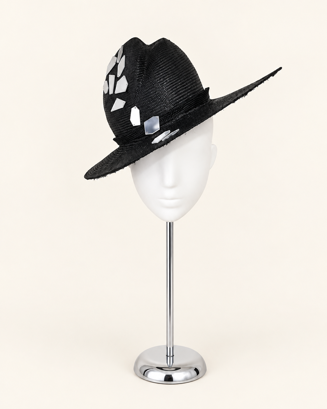 Riflessi di Positano Nero black Parisisal wide-brim hat front angle