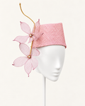 Oleandri Ionici — Pink Sculptural Floral Pillbox — white mannequin and white stand, view 1