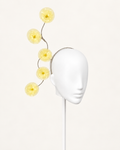 Ricordo di Positano — Lemon Organza Floral Headband — white mannequin and white stand, view 1