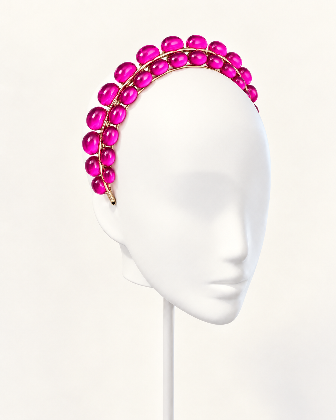 Galets de Verre — Resin-Bead Headband — white mannequin and white stand