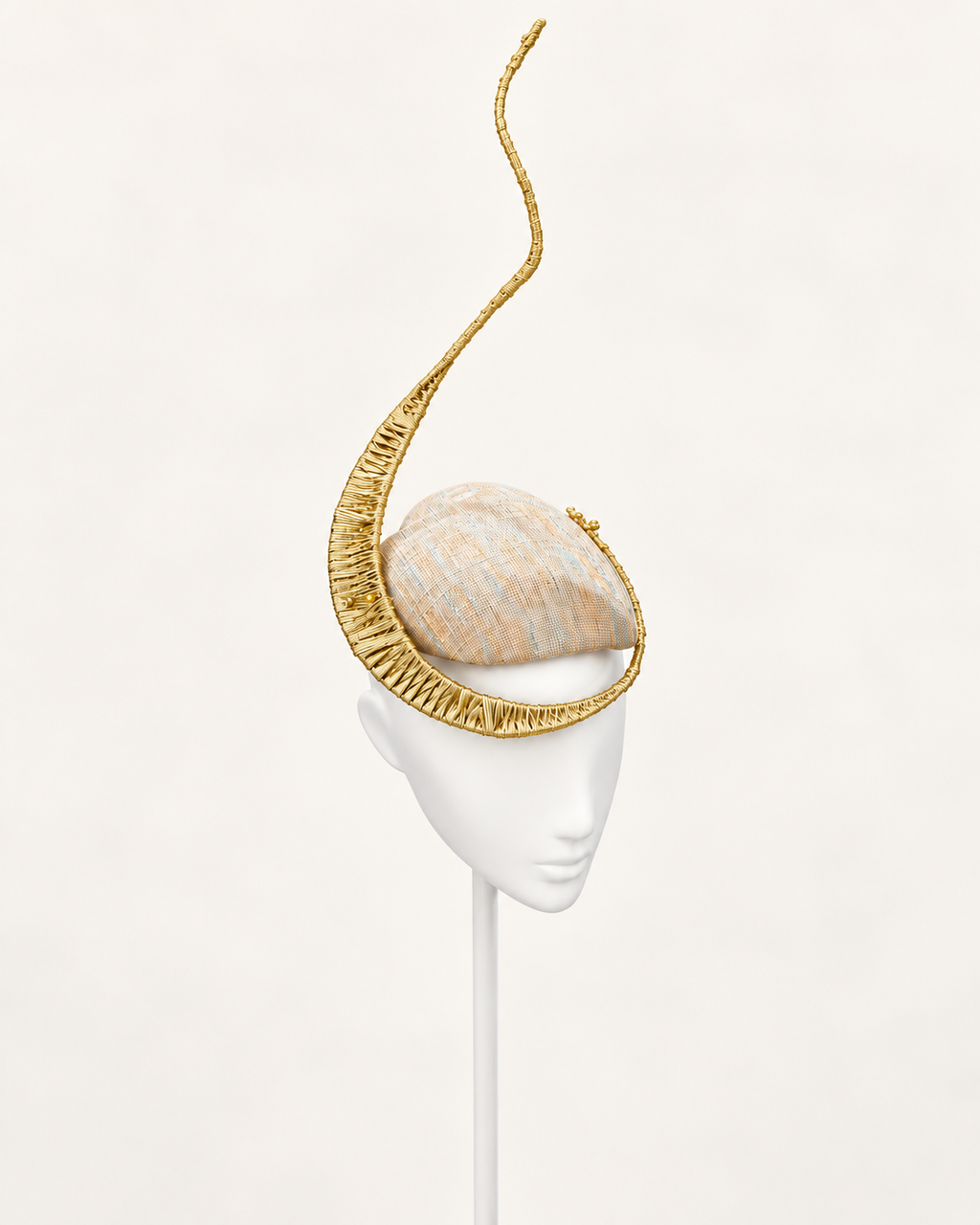 Polaris gold iridescent heart fascinator by Rachel Sañado, view 1