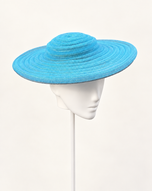 Cerchi di Luce — Ionian Aqua on a white mannequin and stand, view 2