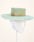 L’Orbite de Val — Mint Wide-Brim Hat — white mannequin and white stand