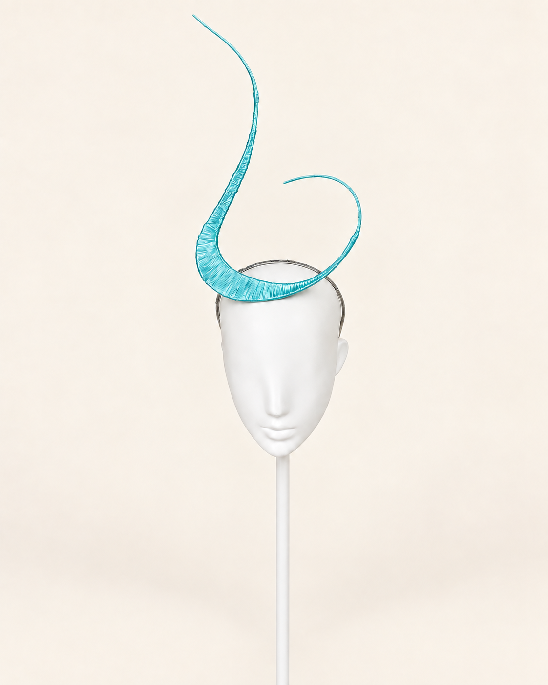Polaris sculptural mast headpiece in Aqua, front view