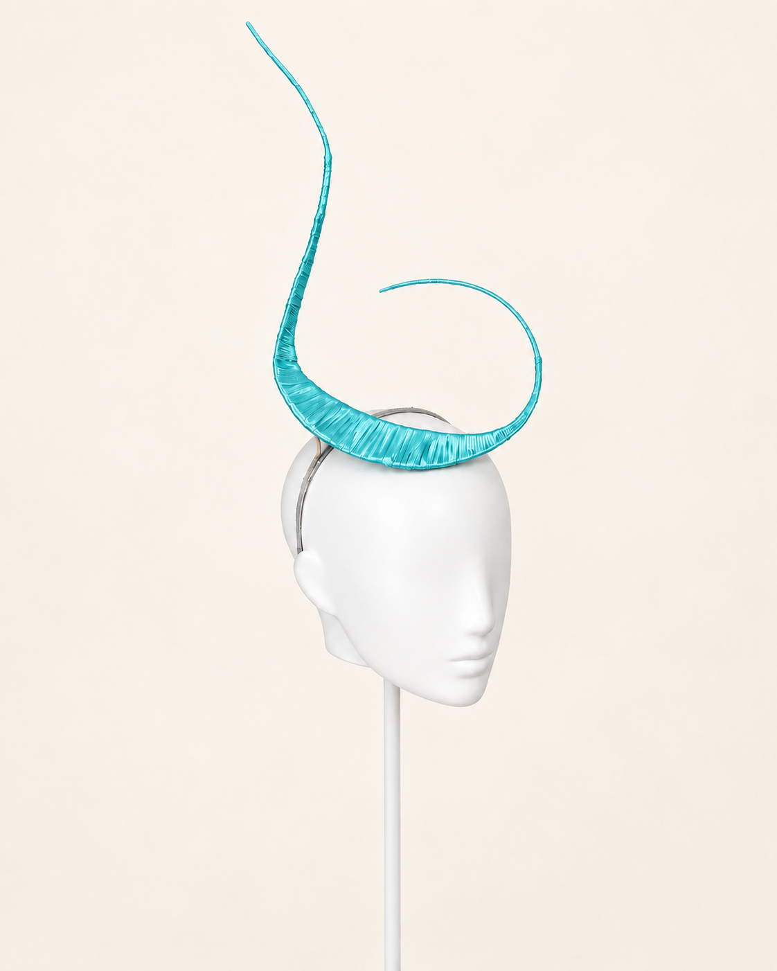 Polaris sculptural mast headpiece in Aqua, three-quarter view