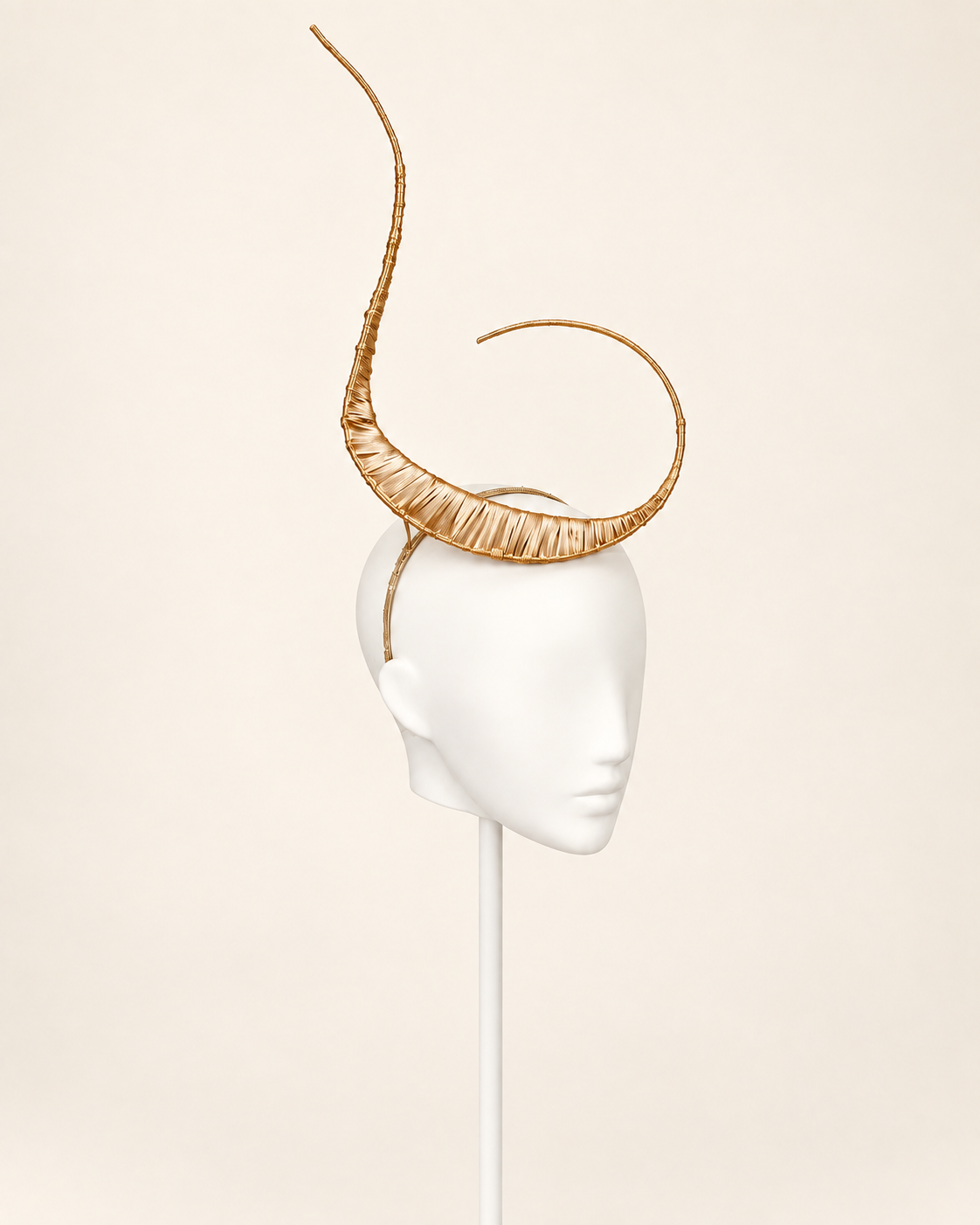 Polaris sculptural mast headpiece in Metallic Gold, three-quarter view