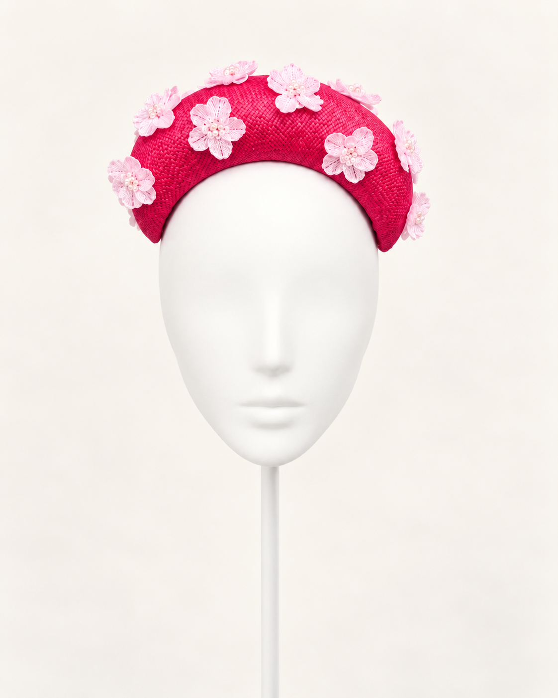 Oleandro Rosa — Floral Crown — white mannequin and white stand